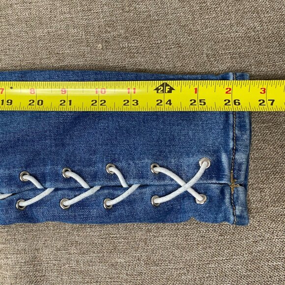 Pacsun Super Stretch Ankle Jegging Jeans Women's 24 Blue Cross Lace Casual Pant - Picture 14 of 16